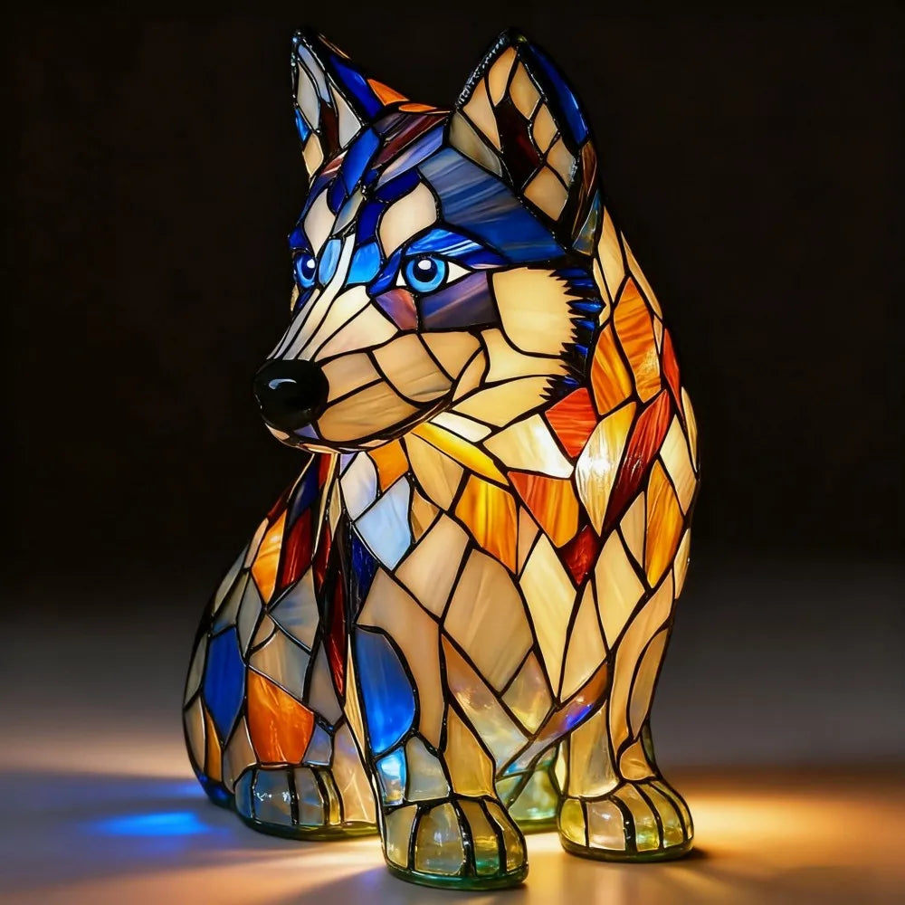 LED Night Light Glowing Dog Series Artistic Animal Statues French Bulldog Labrador Retriever Golden Retriever Resin Ornaments