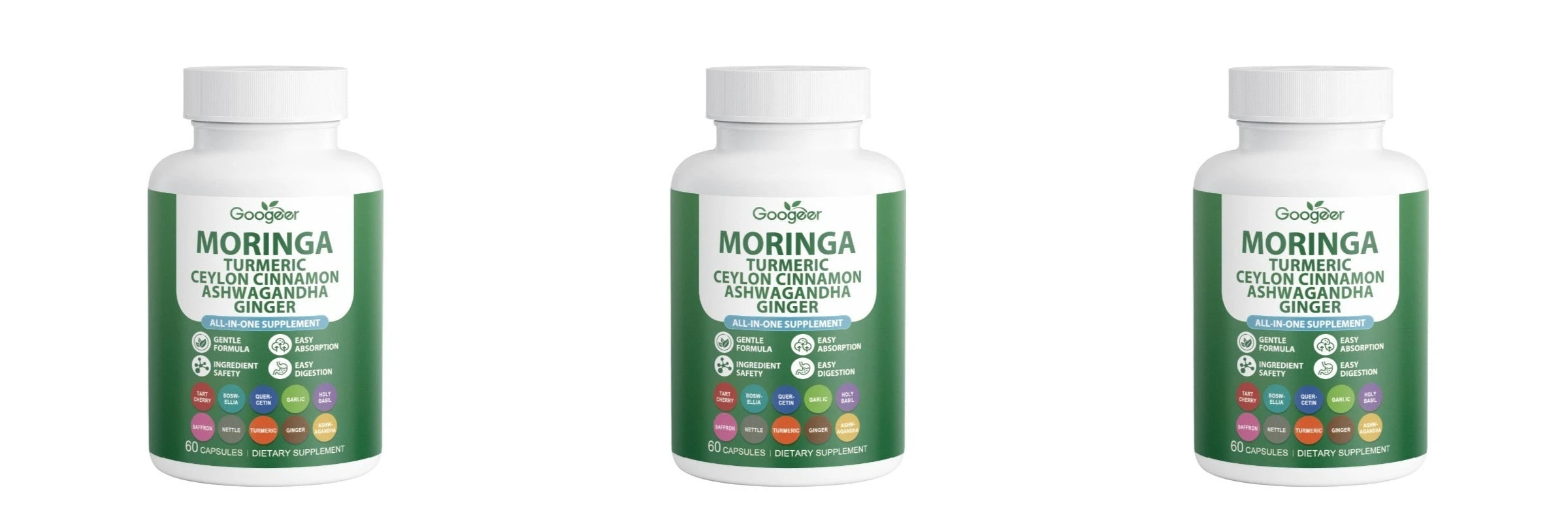 Multi-Herbal Wellness Supplement 60capsules Moringa Turmeric & More Easy Absorption Natural Dietary Supplement for Health