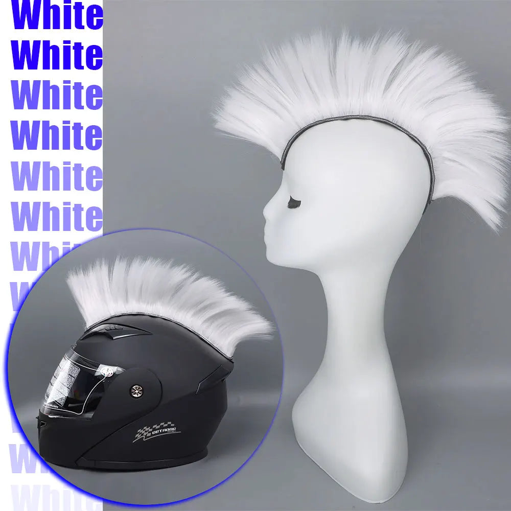 Helmet Mohawk Synthetic wig Decorative Riding Helmet Wig Adhesive Mohawk for Motorcycle Bicycle Ski lmost Helmet Accessories