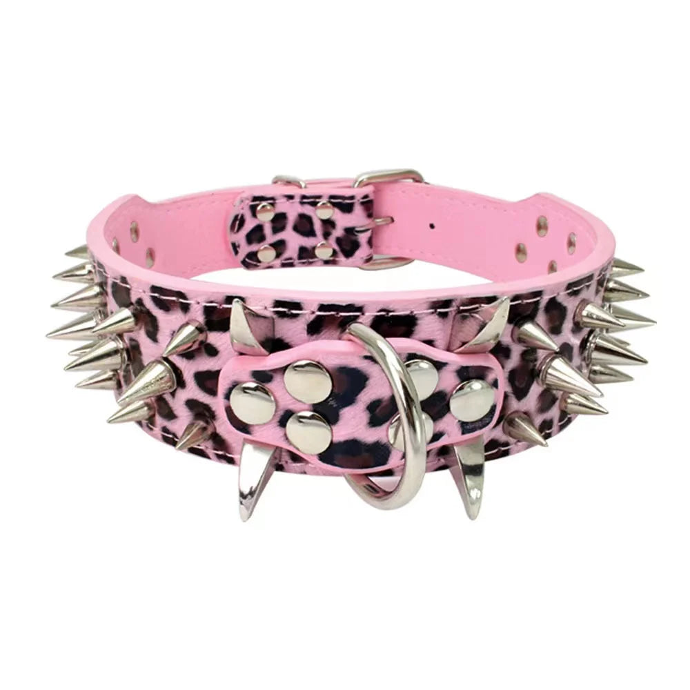 Fashionable Rivet Pet Collar Large Dog Collar For Fat Puppy Leashes For Bulldog Pug Stainless Steel Dog Chain Pet Products