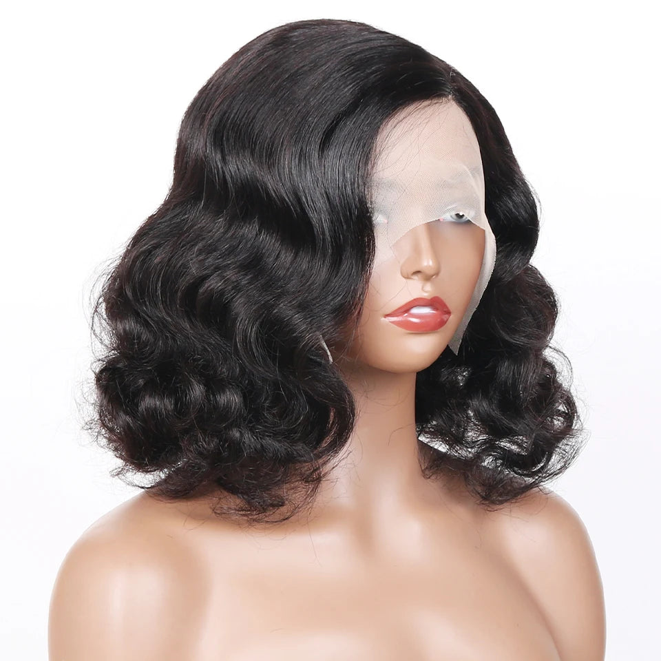 Side Part Wavy Short Bob Wigs Raw Vietnamese Virgin Hair Glueless Body Wave Human Hair Lace Frontal Pre Cut 13x4 Hd Lace Wig