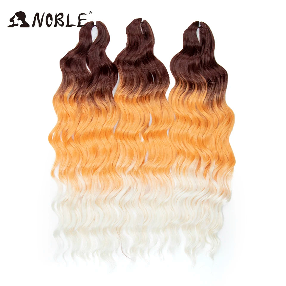 Noble 24 Inch Synthetic Hair Water Wave Braiding Hair Extensions Ombre Rainbow color Deep Wave Curl Twist Crochet Hair Extension