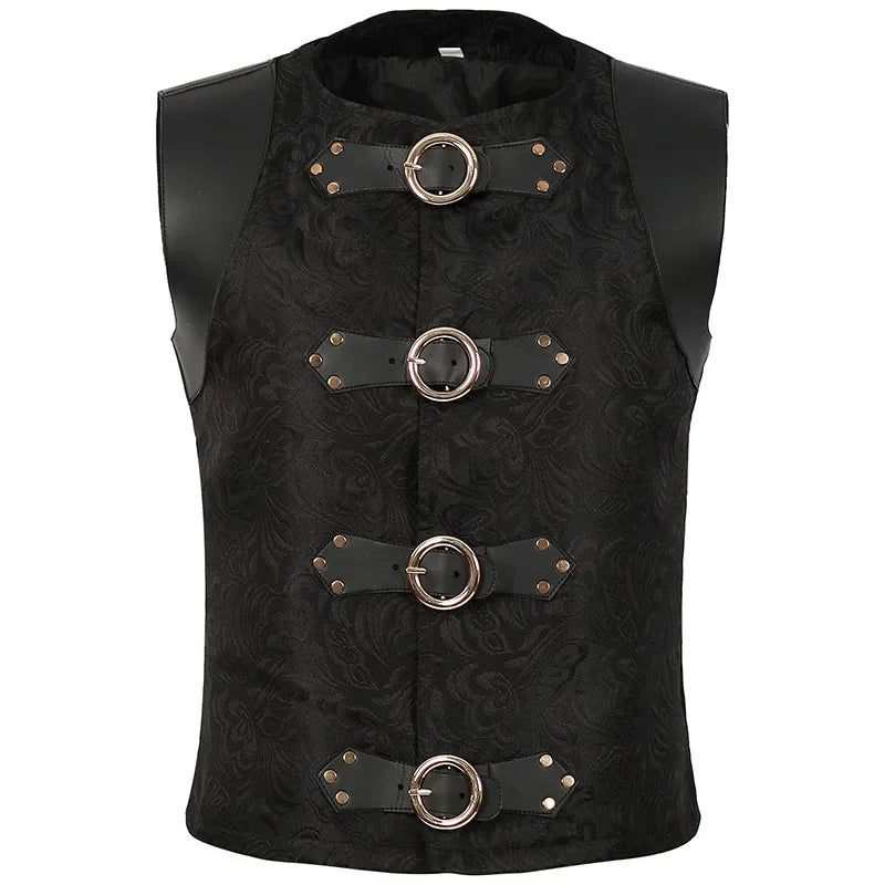 Medieval Jacket Gothic Mens Victorian Suit Vest Steampunk Gothic Waistcoat Men's Casual Vest Stage Show Costume Evening Dress