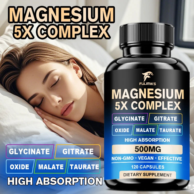 Full Spectrum Magnesium Complex Supplement, Support Bone Health, Healthy Blood Pressure & Overall Wellness, Non-GMO