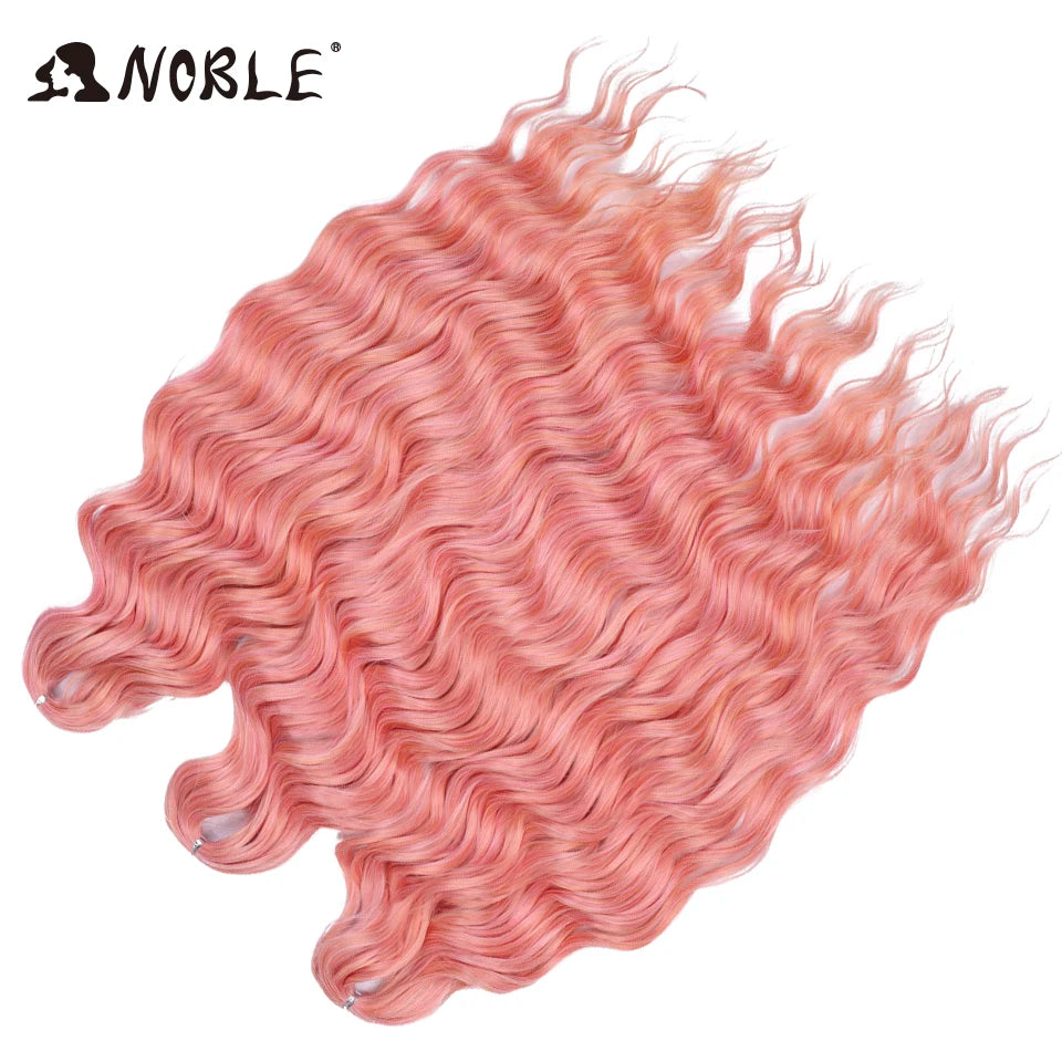Noble 24 Inch Synthetic Hair Water Wave Braiding Hair Extensions Ombre Rainbow color Deep Wave Curl Twist Crochet Hair Extension