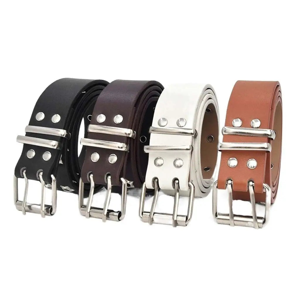 Punk Adjustable Star Hole Belt Accessories For Man Wide Side Women Waistband Waist Strap Korean Waist Belts Double Grommet Hole