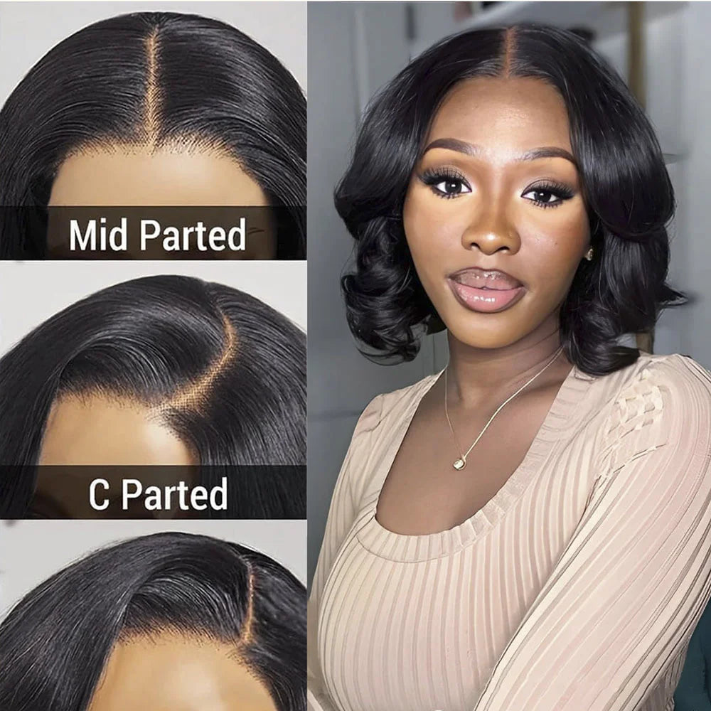 Side Part Wavy Short Bob Wigs Raw Vietnamese Virgin Hair Glueless Body Wave Human Hair Lace Frontal Pre Cut 13x4 Hd Lace Wig