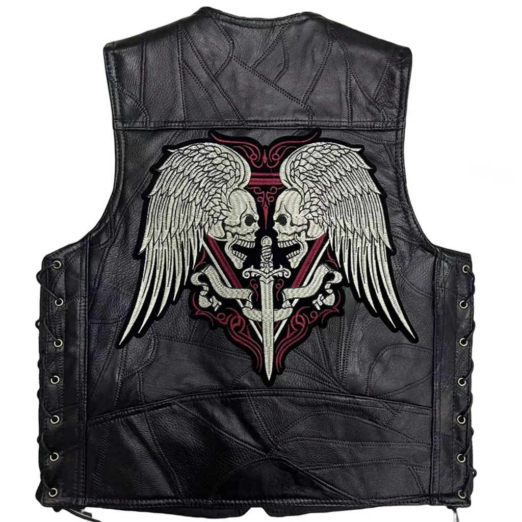 New Motorcycle Riding Leather Vest Embroidery Moto Sleeveless Jacket Waistcoat Street Fashion Biker Vests Punk Veste for Man