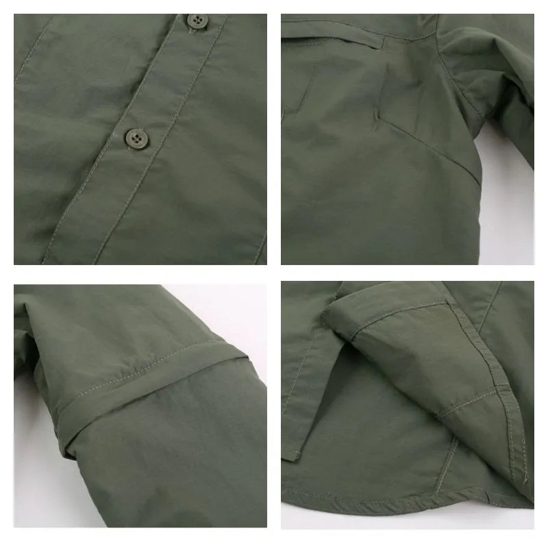 Women Quick Dry Outdoor Shirt Removable Hiking Camping Shirt Pants Summer Breathable Hunting&Climbing Shirt Trousers
