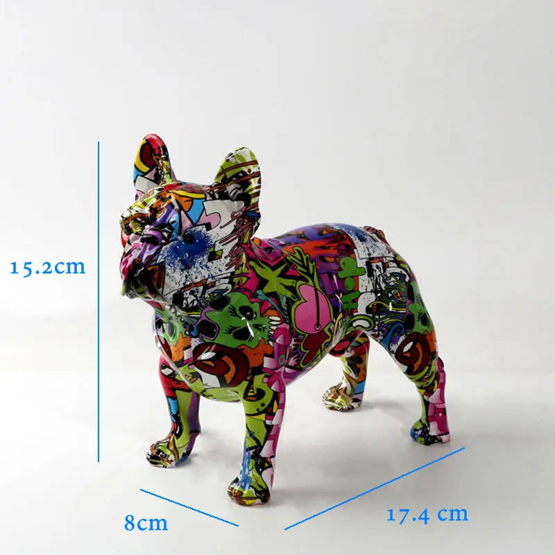 Creative Color Bulldog Chihuahua Dog Statue Figurine Resin Sculpture Home Office Bar Store Decoration Ornament Crafts