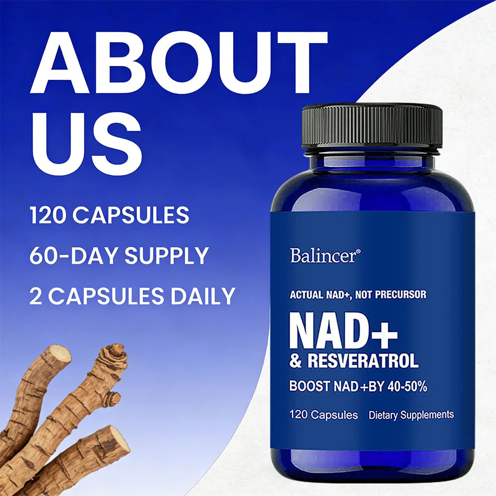 Resveratrol NAD+ Supplement - Support Cellular Health, Stamina & Healthy Aging, Supports DNA Repair and Healthy Metabolism