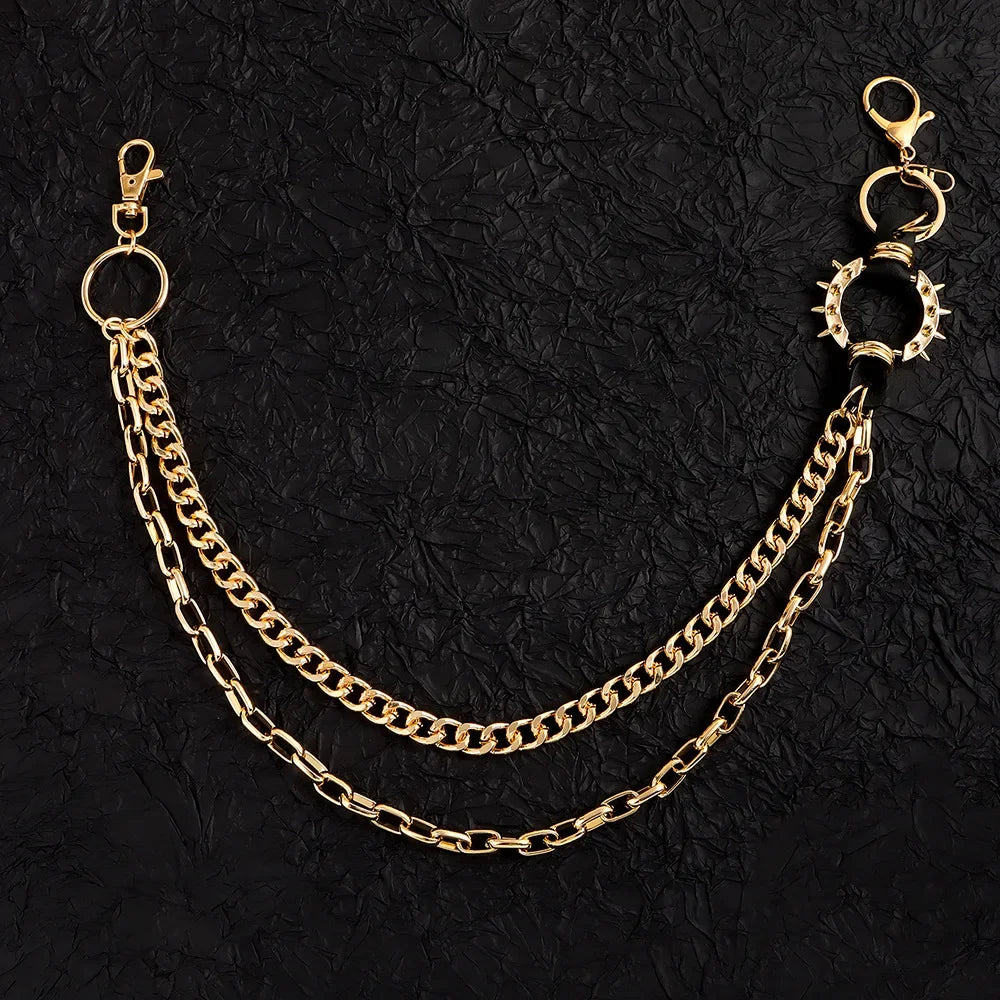 Punk Waist Chains Rock Hip Hop Spiked Pant Trouser Chain Pendant Retro Cool Metal Punk Rock Belts Apparel Handbag Decoration