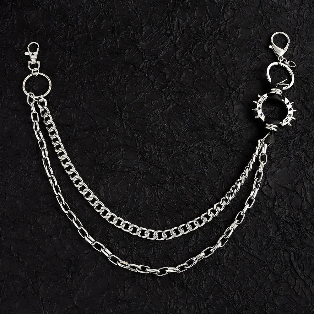 Punk Waist Chains Rock Hip Hop Spiked Pant Trouser Chain Pendant Retro Cool Metal Punk Rock Belts Apparel Handbag Decoration