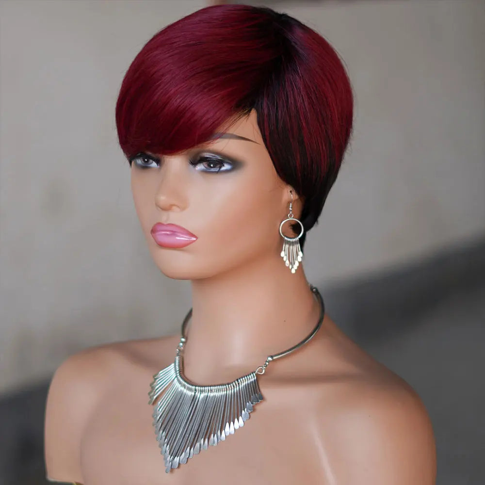 INS FACIN Short Bob Wigs None Lace Front Brazilian Remy Human Hair Wigs with Bangs Kinky Curly Wigs for Women 180% Density