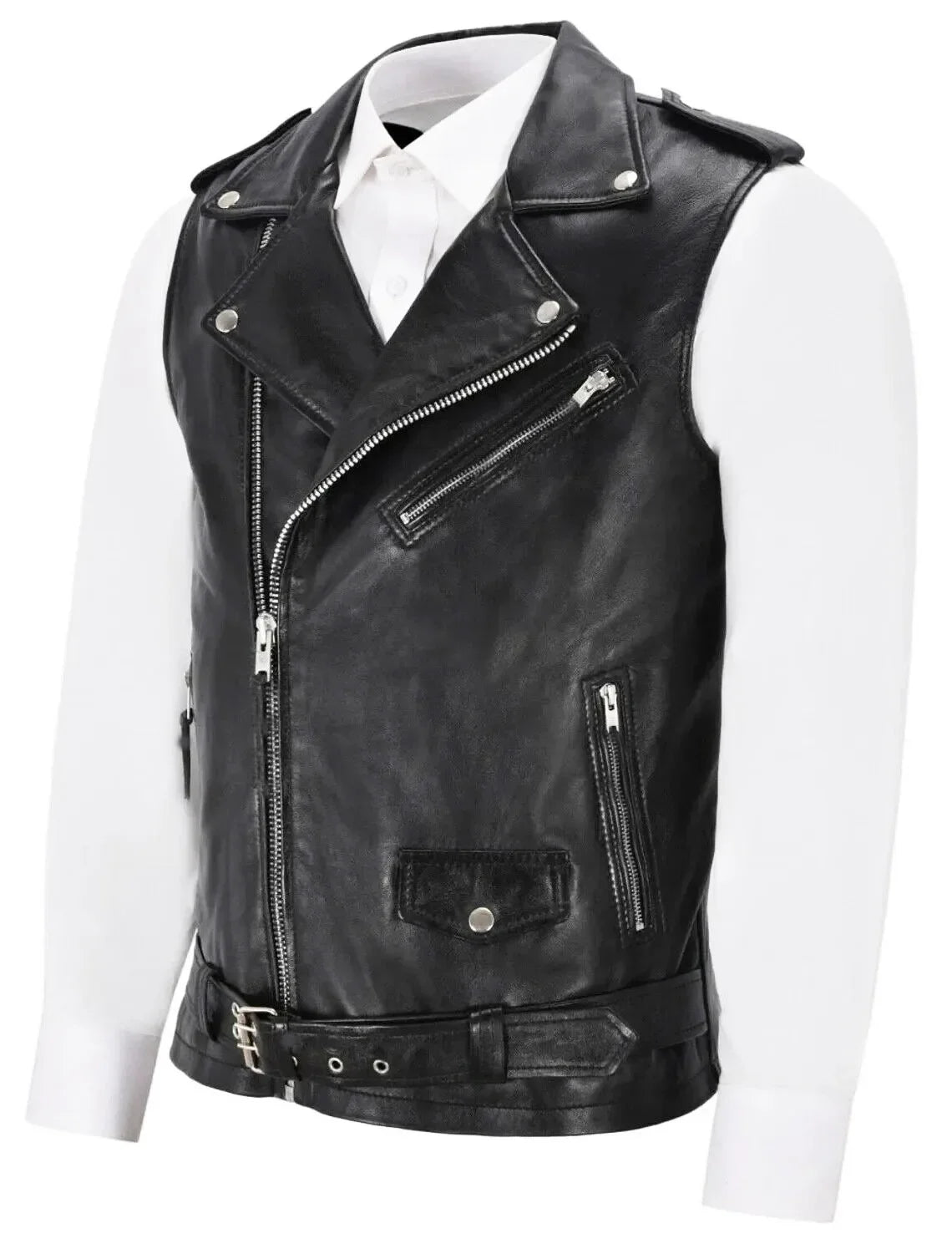 Men's Punk Style Leather Vests With Bandage Fashion Club Stage Wear Waistcoat Skinny PU Sleeveless Jacket For Male Size M-4XL