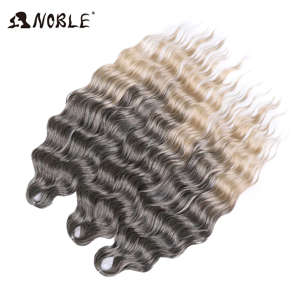 Noble 24 Inch Synthetic Hair Water Wave Braiding Hair Extensions Ombre Rainbow color Deep Wave Curl Twist Crochet Hair Extension