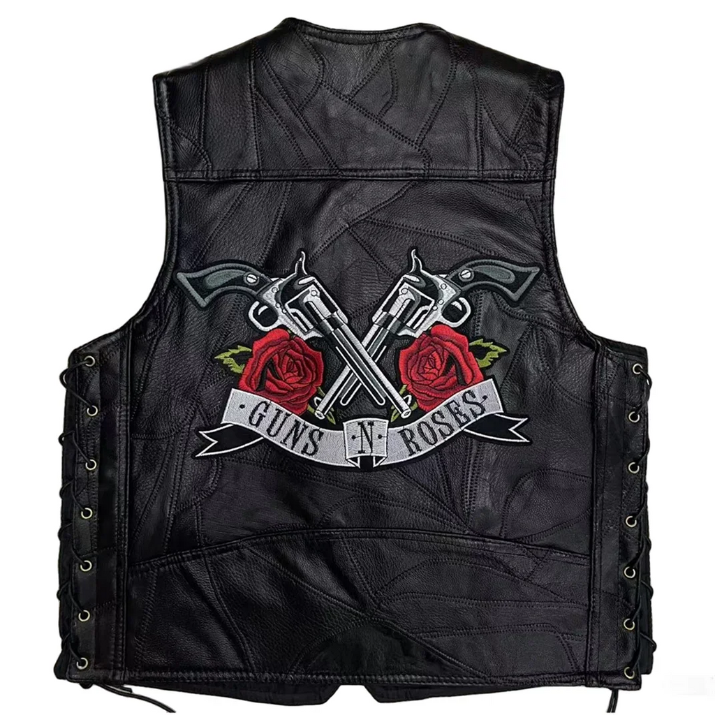 New Motorcycle Riding Leather Vest Embroidery Moto Sleeveless Jacket Waistcoat Street Fashion Biker Vests Punk Veste for Man