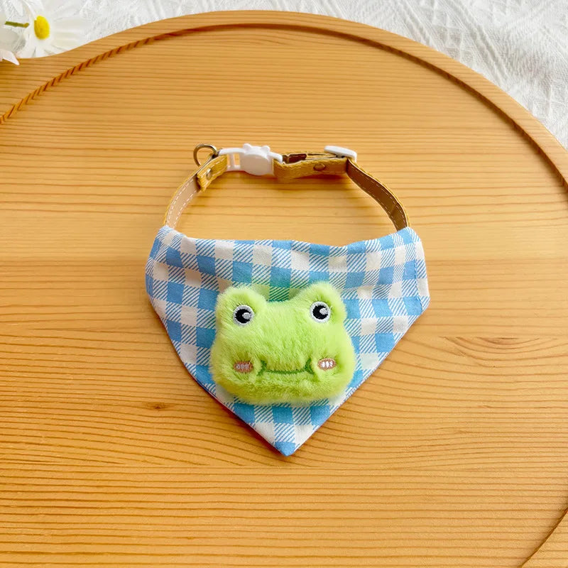 Dog Drool Bib Collar Pet Triangle Bib Cat Cartoon Bib Plaid Cute Outfit Dog Accessories For small Dogs