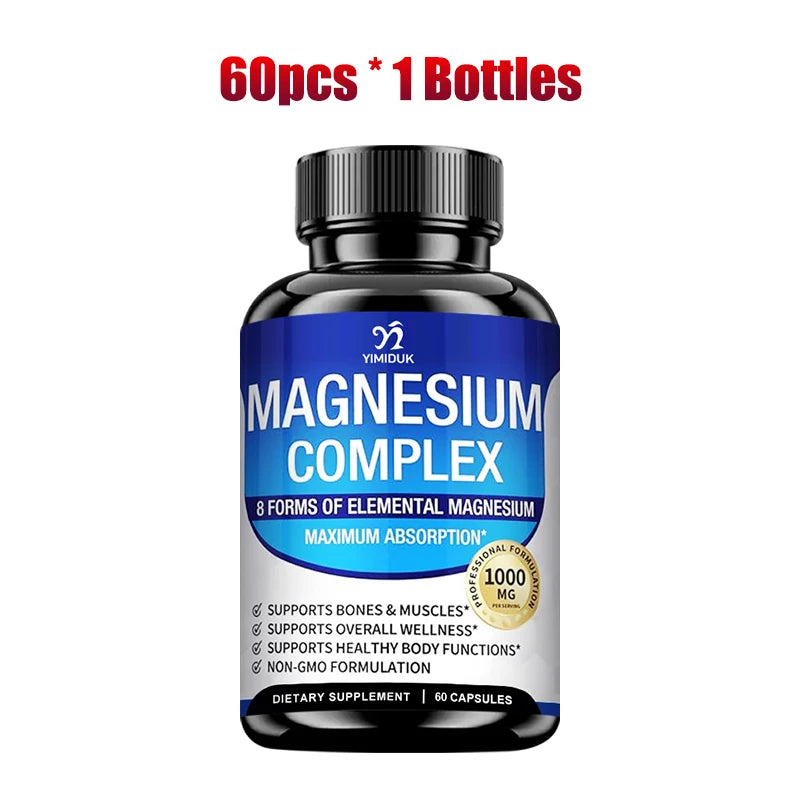 Magnesium Supplements, with Magnesium Glycinate, Malate & Citrate, Support Bone & Muscle Health, Metabolism, Sleep