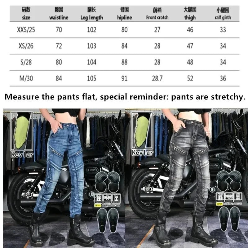 Motorcycle Jeans Women's Personalized Motorcycle Pants Motorcycle Racing with Riding Protective Gear Casual Pants