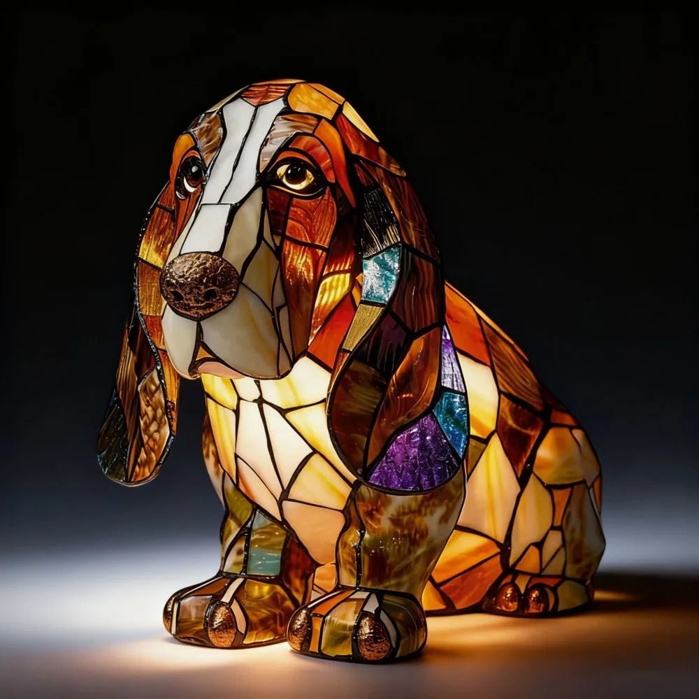 LED Night Light Glowing Dog Series Artistic Animal Statues French Bulldog Labrador Retriever Golden Retriever Resin Ornaments