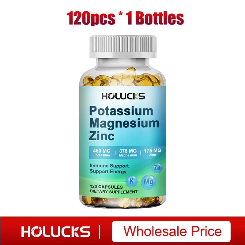 Potassium Magnesium Complex Supplement, Support Vascular, Bone, Heart, Muscle & Nerve Health, Boost Immune, Enhance Energy
