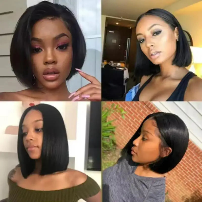 2026 New  Short Straight Bob Human Hair Wigs, Full Machine Made, Pre-Cut 4x4 Lace, Elastic Drawstring, Upgraded Breathable Wigs