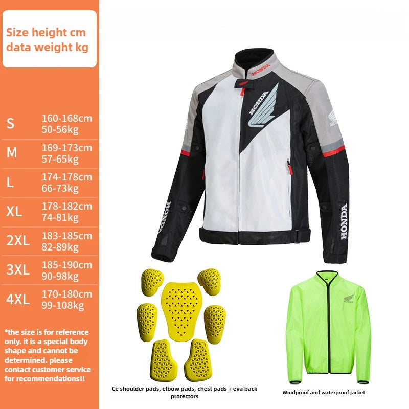 Honda Motorcycle Jacket with CE Body Armor F1 Racing Motorbike Jacket Men Women Riding Wear-resistant Moto Clothing Four Seasons