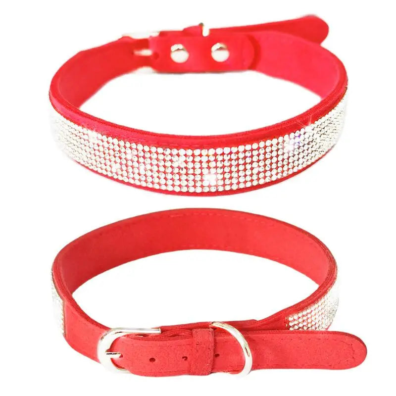 Crystal Dog Collar Comfortable Glitter Rhinestone Dog Collars Zinc Alloy Buckle Collar For Small Dogs Cats