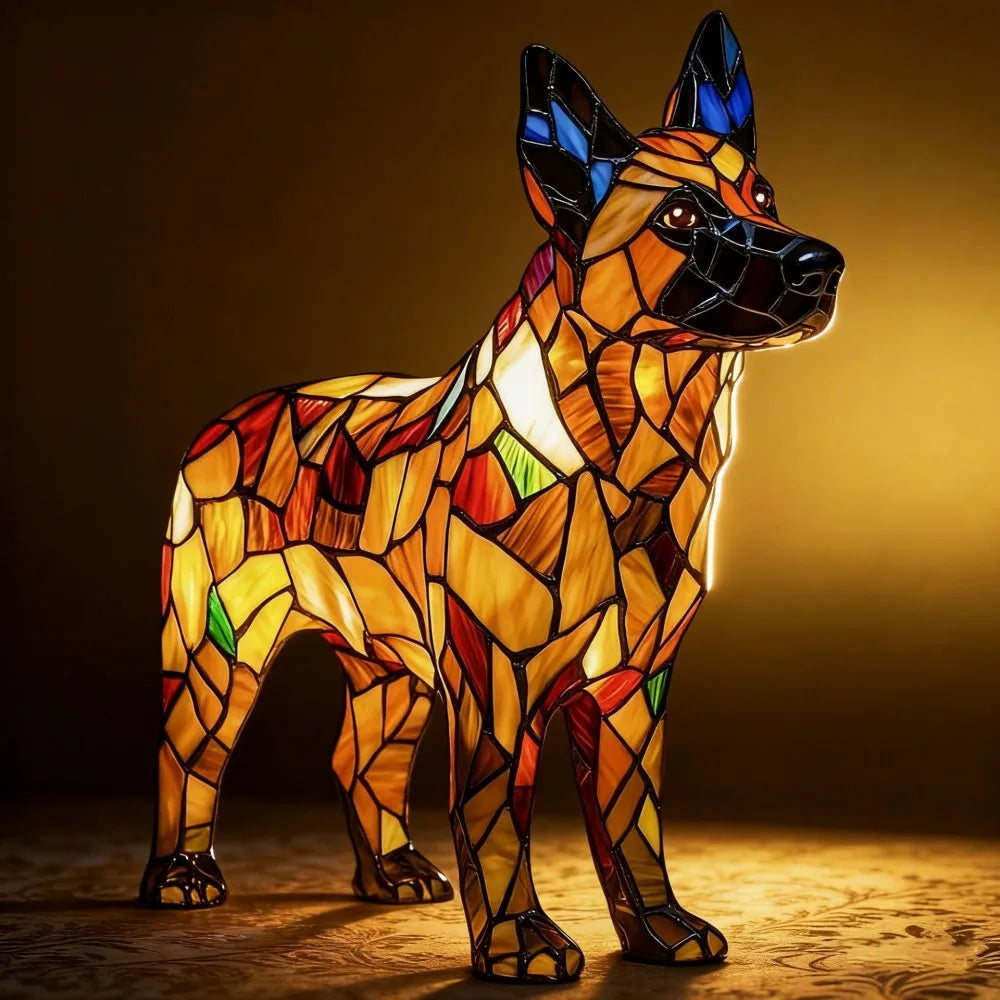 LED Night Light Glowing Dog Series Artistic Animal Statues French Bulldog Labrador Retriever Golden Retriever Resin Ornaments