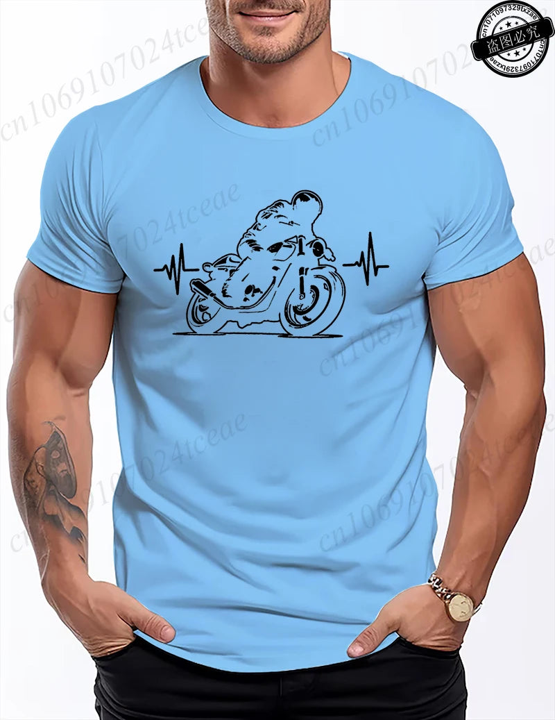 Motorcycle Racing Leisure T Shirt Men Clothing Short Sleeve Casual Top Tees Biker Motorcyclist Print Men Women T-Shirt Clothing