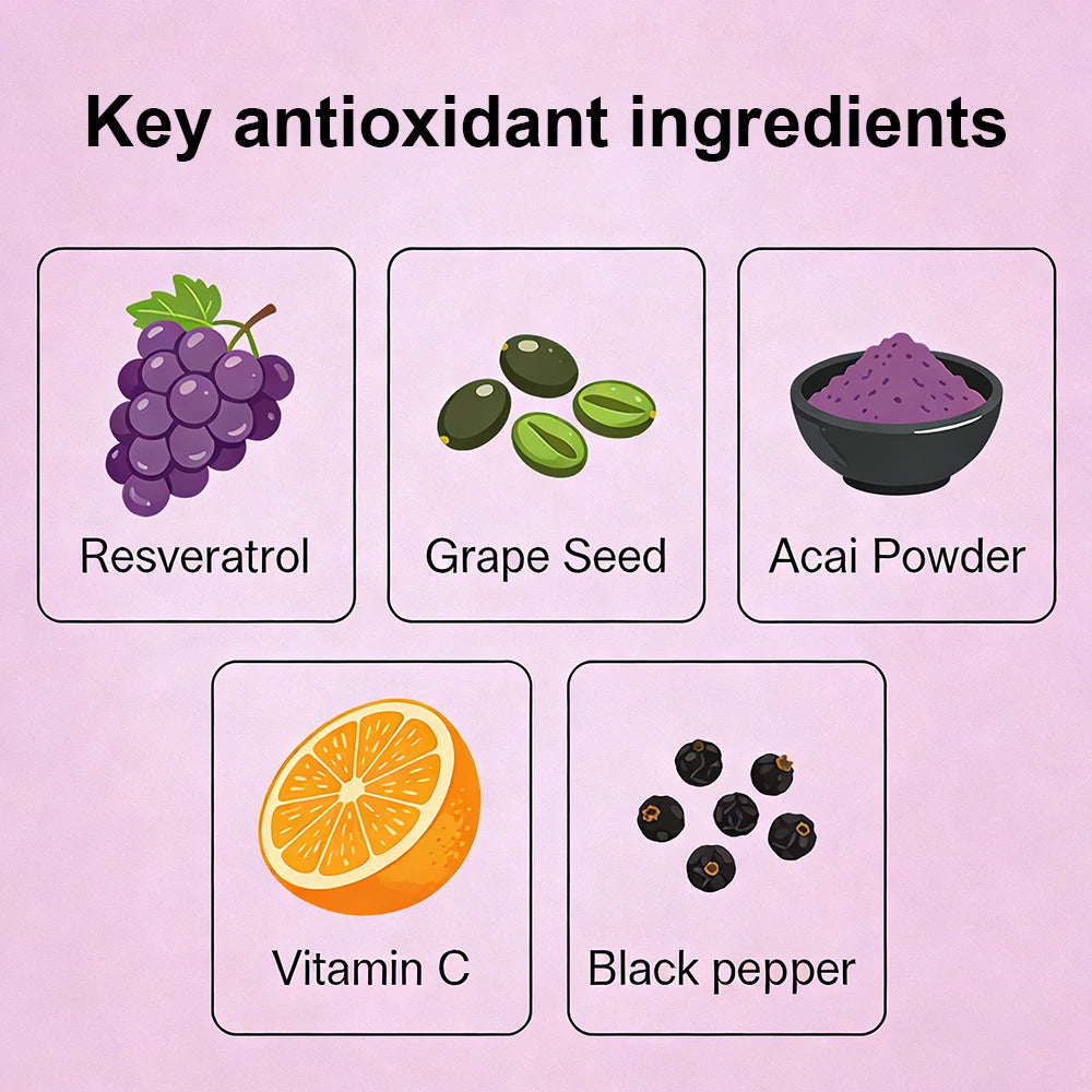 Resveratrol Supplement, Extra Strength Formula for Healthy Aging, Immune Support, Vegan Capsules with Grape Seed Extract