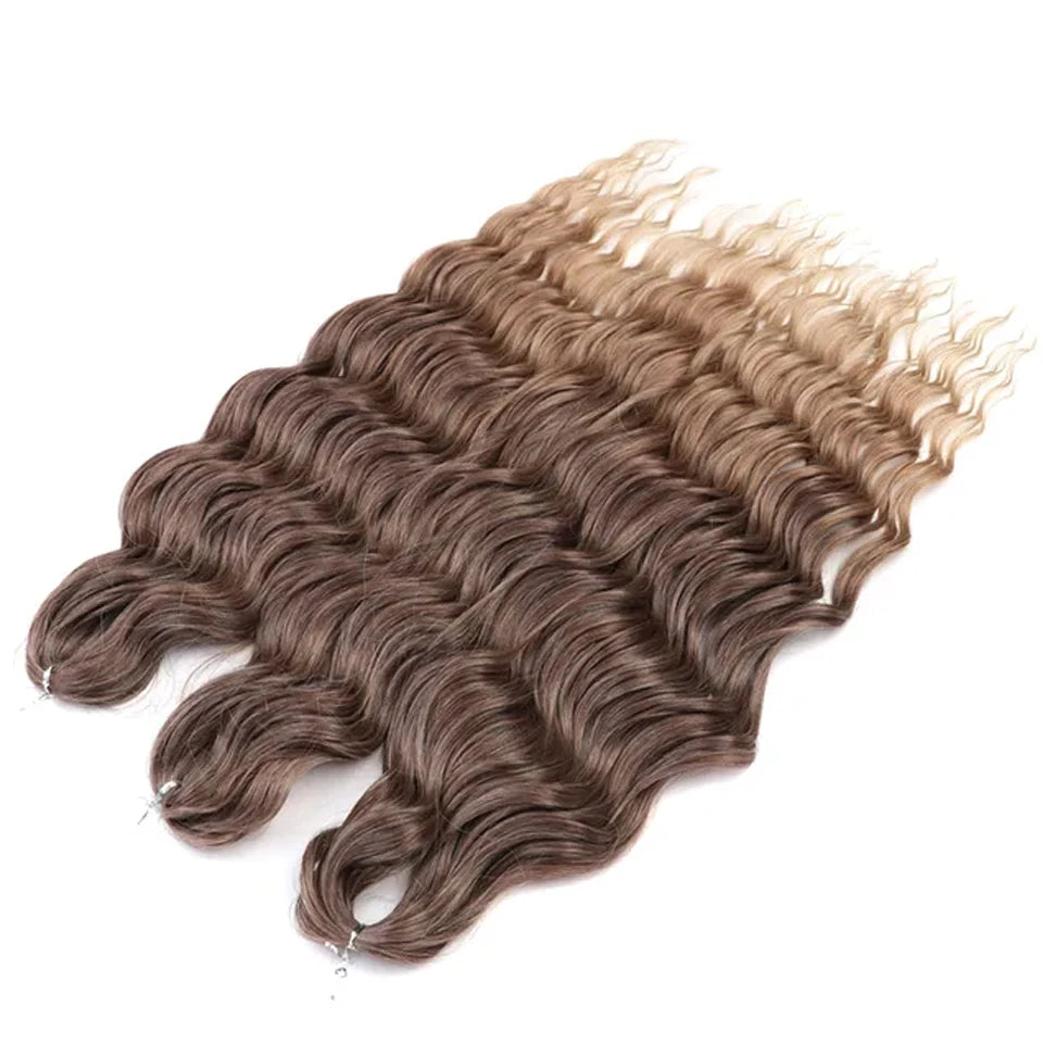 Noble 24 Inch Synthetic Hair Water Wave Braiding Hair Extensions Ombre Rainbow color Deep Wave Curl Twist Crochet Hair Extension