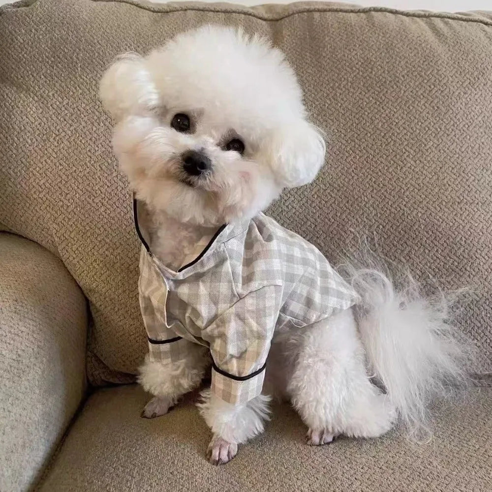 Pet Decoration Comfortable Ins Plaid Shirts Pet Clothing Elegant Fashion Dogs Pajamas Costume Cute Cat Dog Clothes Proposal