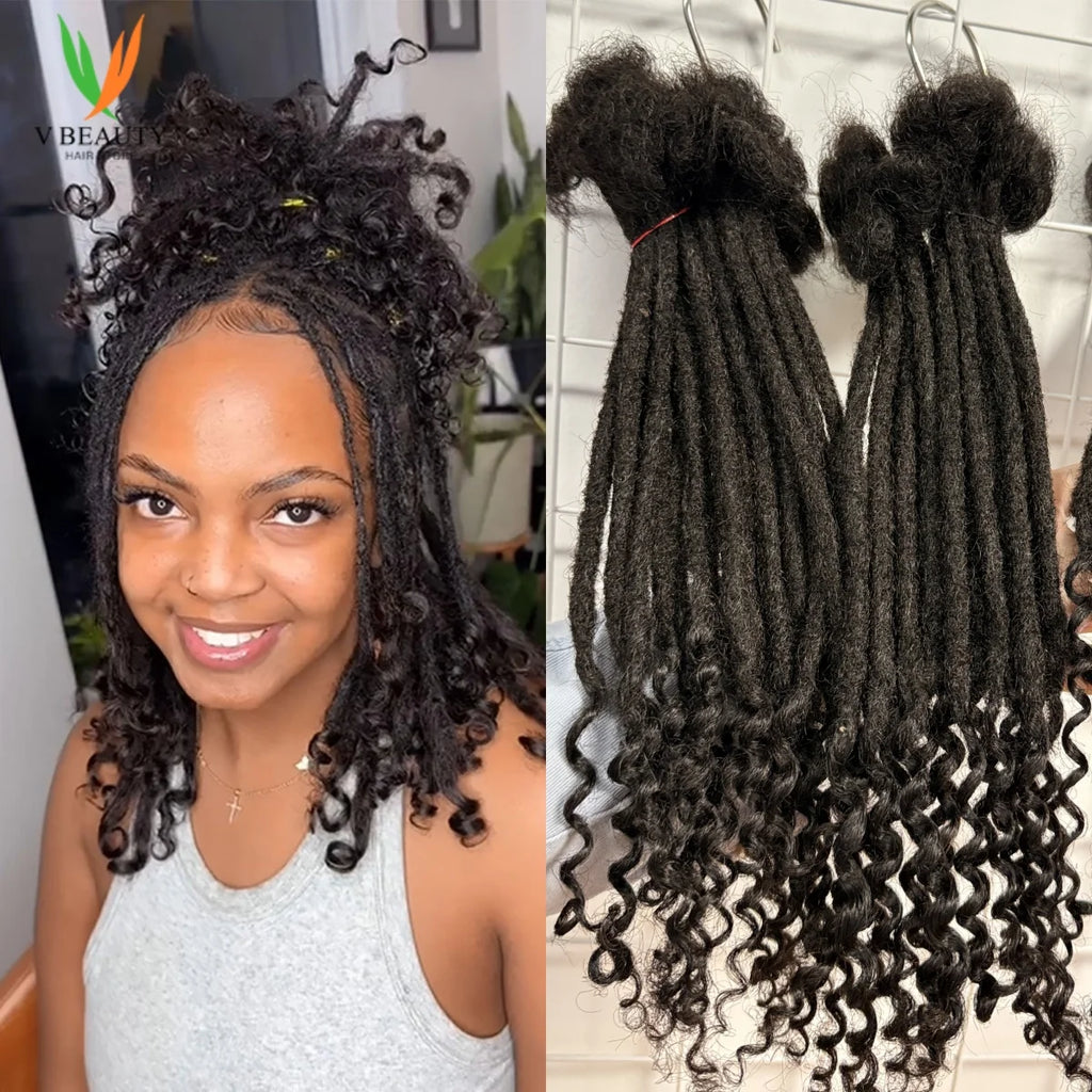 Locs Extension Human Hair with Curly Ends Handmade Human Hair 0.6cm Wide Loc Dreadlock Extension Sisterlocs for Men Women