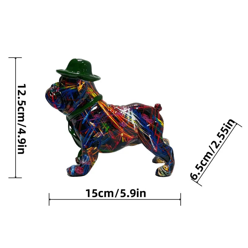 Graffiti Dachshund Figurine Colorful Dog Statue Home Table Decoration Resin Bulldog Sculpture Animal Dogs Ornament for Room Desk