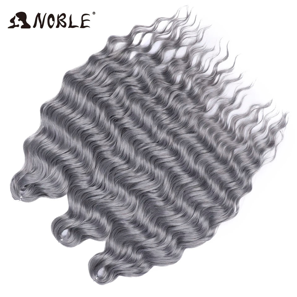 Noble 24 Inch Synthetic Hair Water Wave Braiding Hair Extensions Ombre Rainbow color Deep Wave Curl Twist Crochet Hair Extension