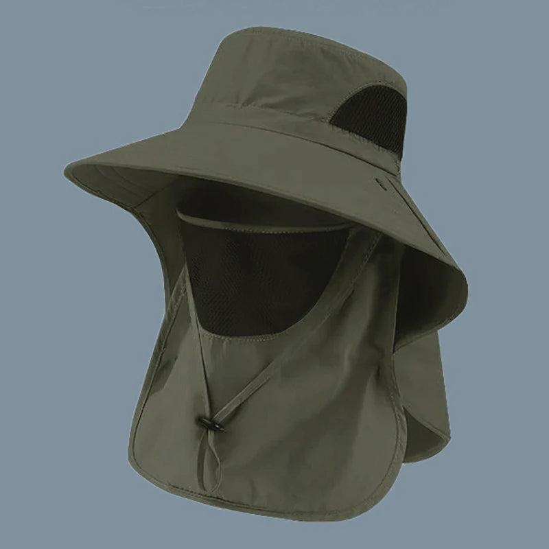 Outdoor Hunting Fishing Cap For Men Women Hiking Camping Visor Bucket Hat Neck Flap Fisherman Hat Summer Sun Hats UV Protection