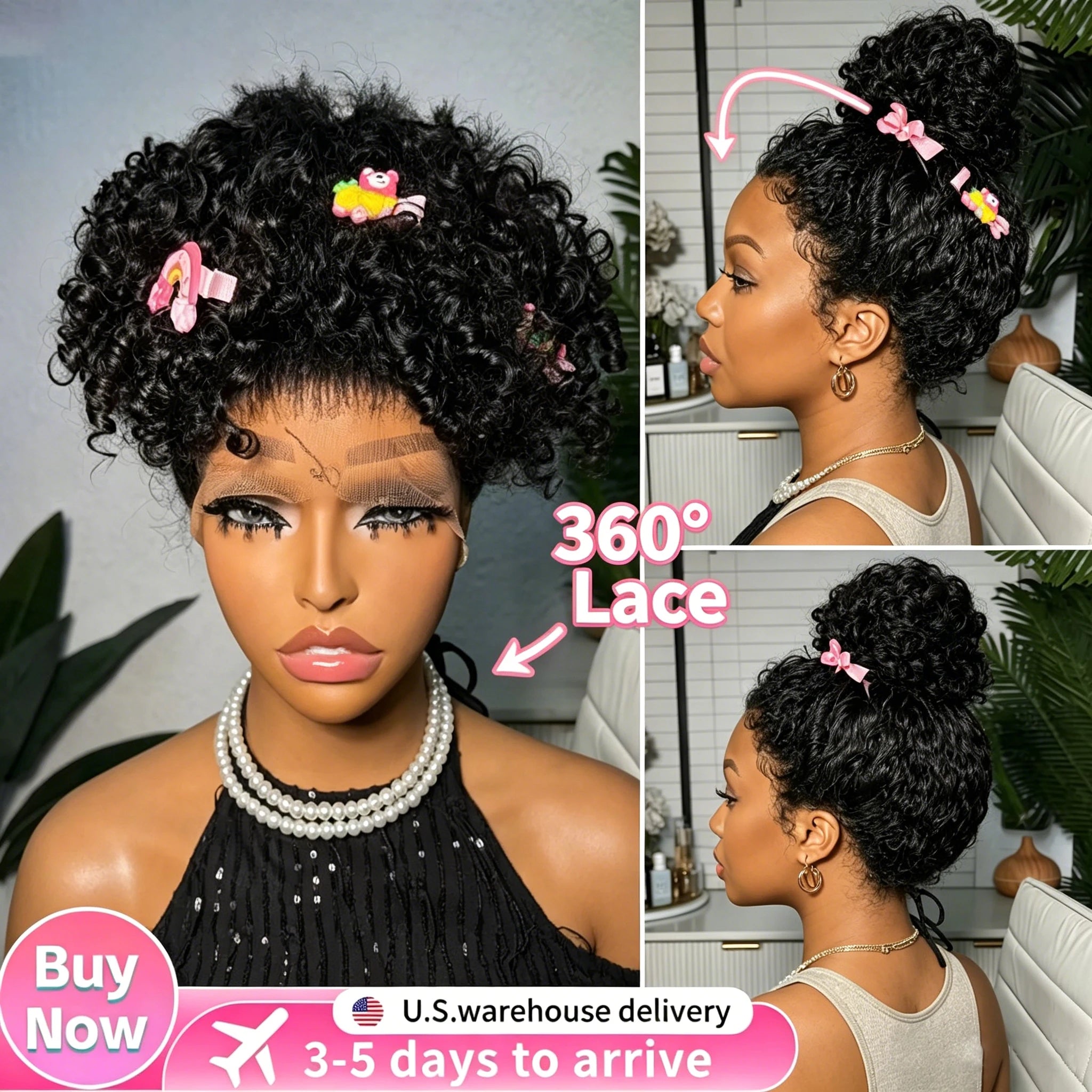 24 inch Hidden Strap 360 Front Wigs Human Hair Glueless 360 Full Lace Deep Wave Curly Human Hair Wig with invisible Drawstring