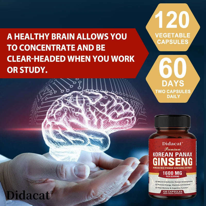 Korean Red Ginseng Extract - Supports Maximum Strength and Energy, Immune Health Supplement, Vitality, Stamina, Strength