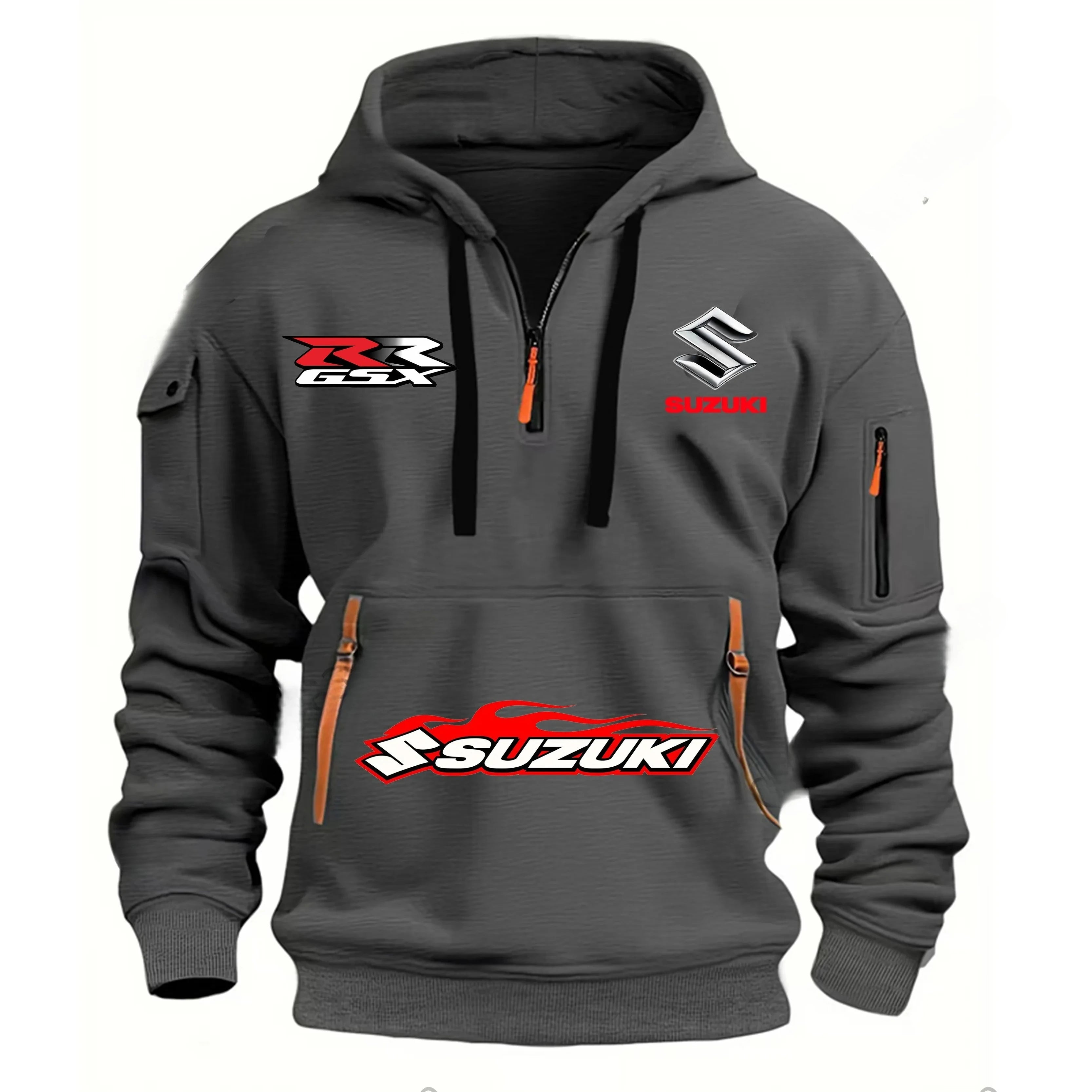 Suzuki men's sportswear, outdoor-style street motorcycle clothing, printed half-zipper street Harajuku clothing