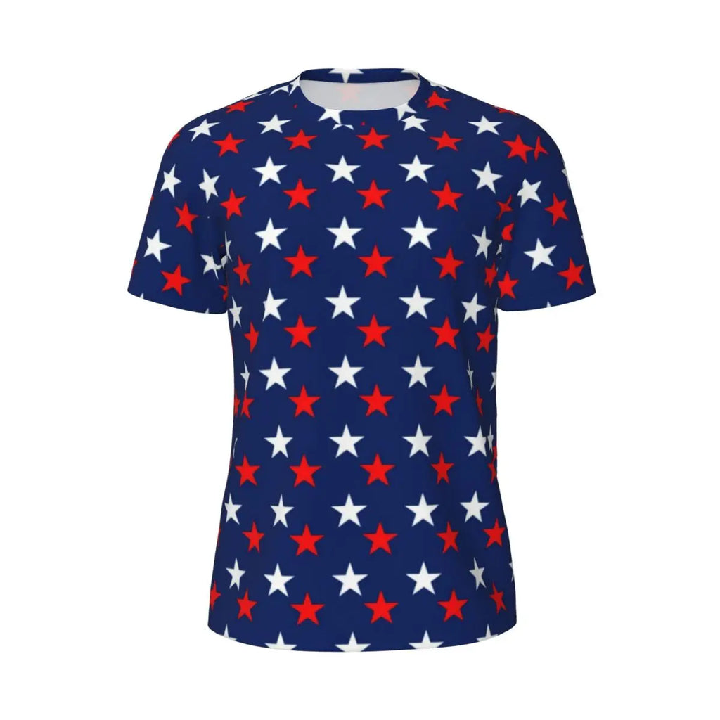 USA American Flag T-Shirt Male Star Print Patriotic Streetwear Running T-Shirts Breathable Beach Fashion Tees Oversize Tops