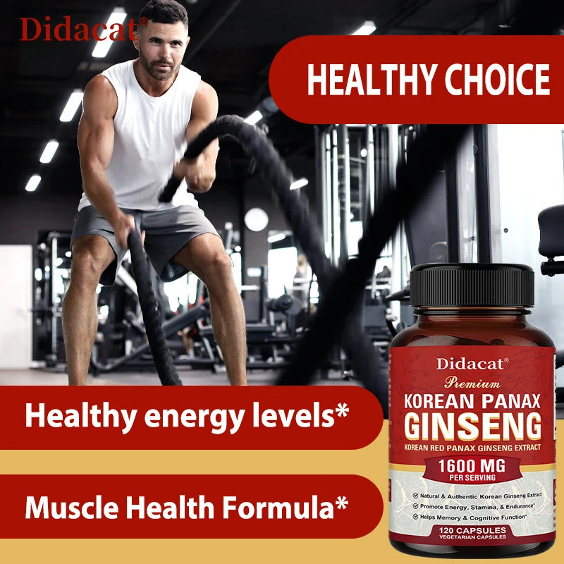 Korean Red Ginseng Extract - Supports Maximum Strength and Energy, Immune Health Supplement, Vitality, Stamina, Strength