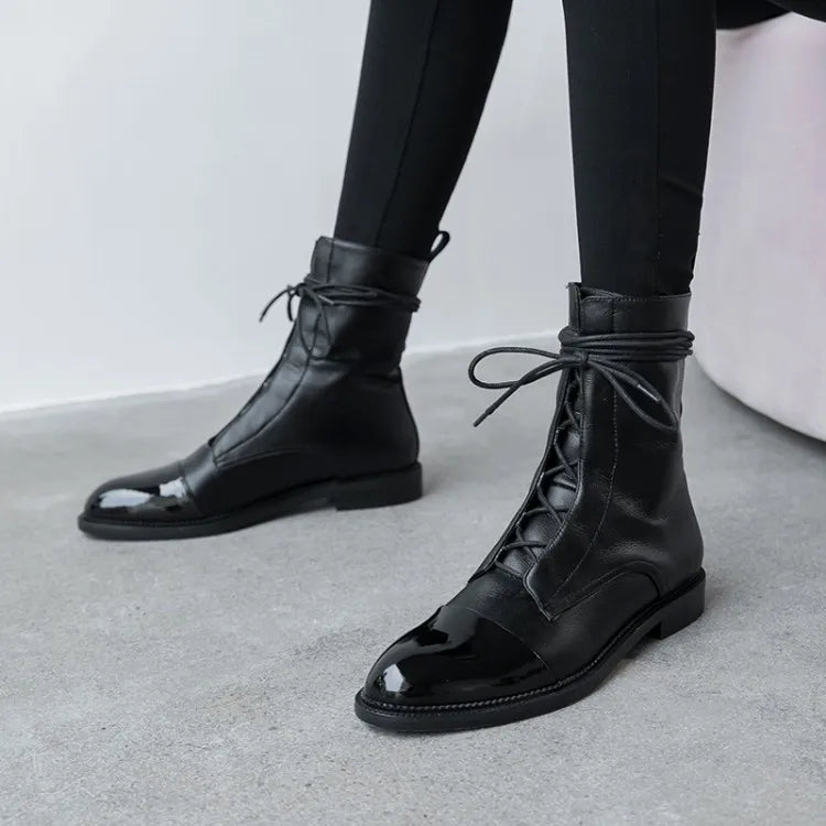 Boots Women's 2023 New Autumn Shoes Single Boots British Style Mid Barrel Slim Boots Children's Black Motorcycle Boots