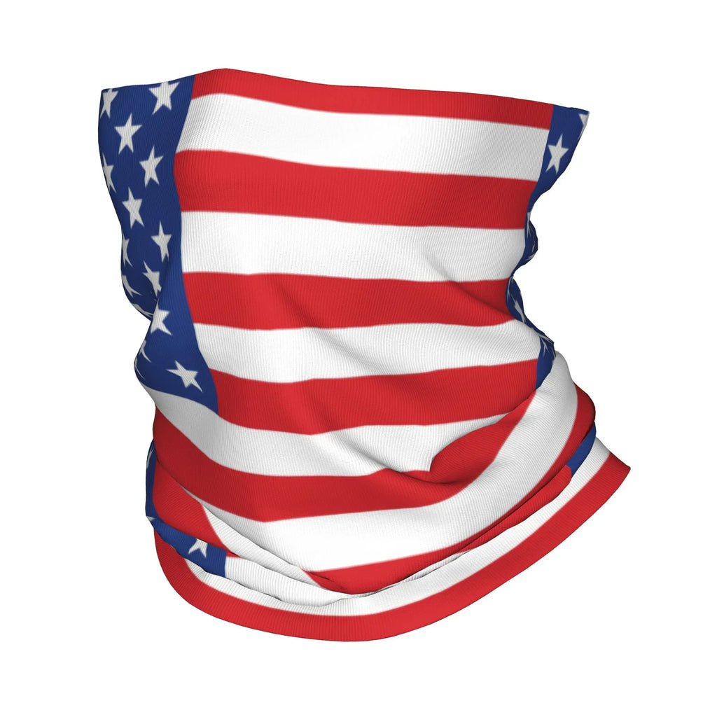 Custom Vintage American Flag Bandana Neck Gaiter for Hiking Hunting Women Men Wrap Scarf USA Proud Balaclava Warmer