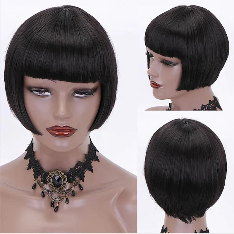 HAIRJOY Synthetic Hair Short Straight  Flapper Cosplay Bob Wigs for Women  Costumes Wig
