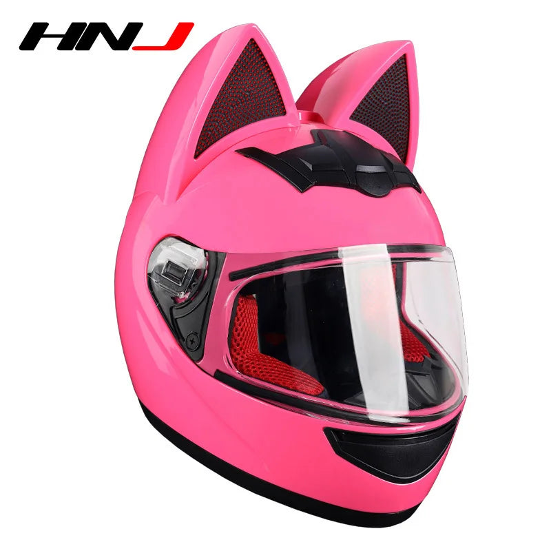 Capacete Casque Moto Motorcycle Full Face Helmet Women Moto Ear Helmets Personality Motorbike Helmet Cat Ear Helmet Motocross