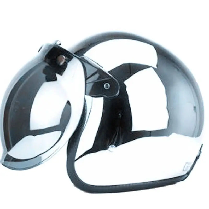 Vintage Silver Chrome Motorcycle Helmet Jet Capacetes De Motociclista for Cafe Racer Mirror CE DOT Approved casco moto