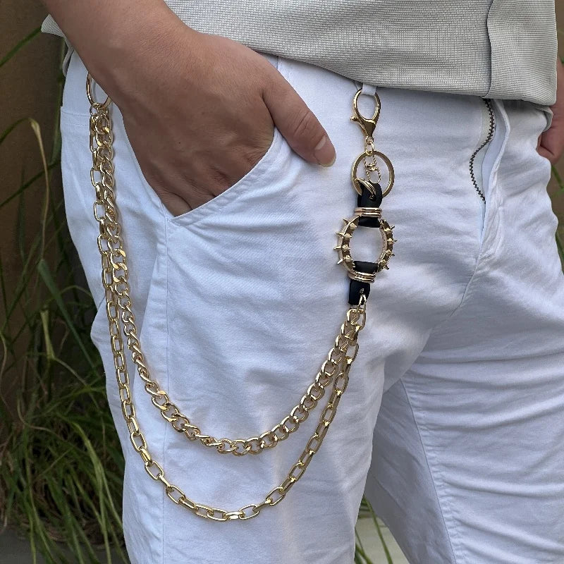 Hip Hop Pant Chain Waist Jeans accessories Metal Rock Motorcycle clothing