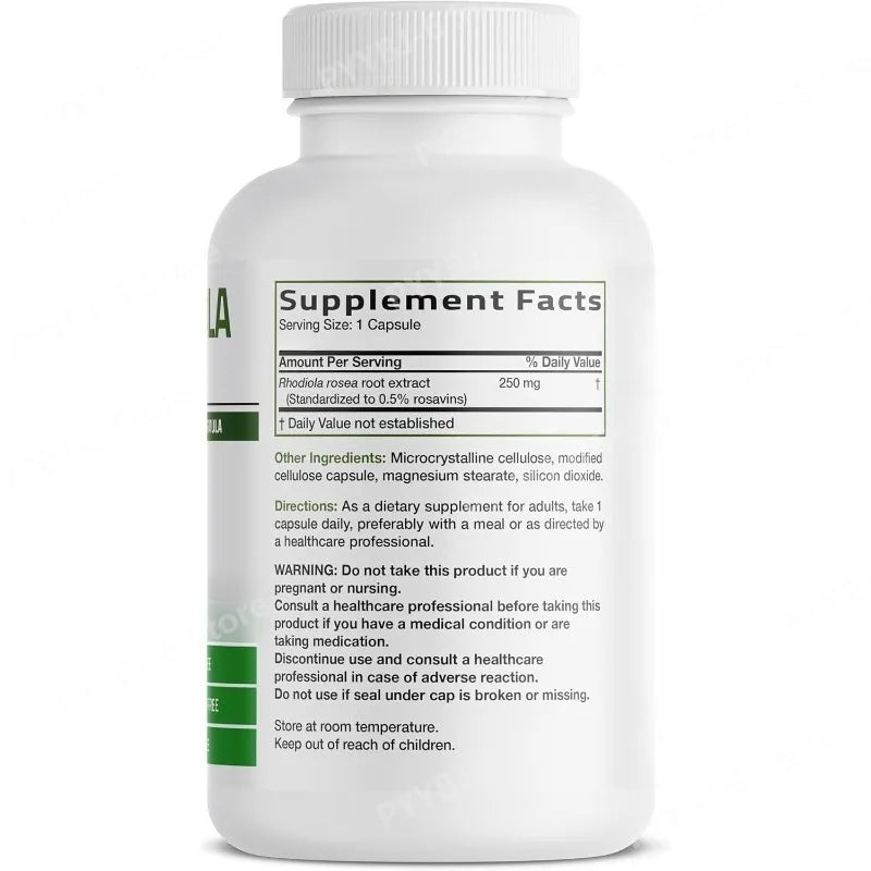 Rhodiola Rosea Supplement Support Overall Health Non-GMO Vegan Vegetarian Capsules 120 Count Natural Herbal Extract for Adult